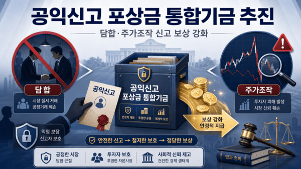 공익신고 포상금 통합기금 추진…담합·주가조작 신고 보상 강화